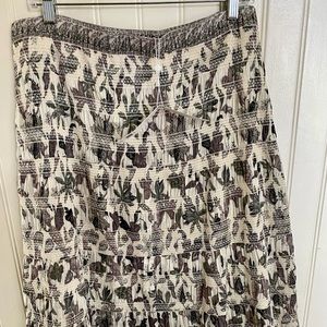 NWT Tory Burch Ivory Wisteria Smocked Cotton Skirt. size 10